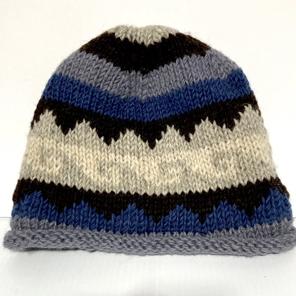 Wool Handknit Hat Beanie Cap Handmade in Nepal Fully Lined Unisex